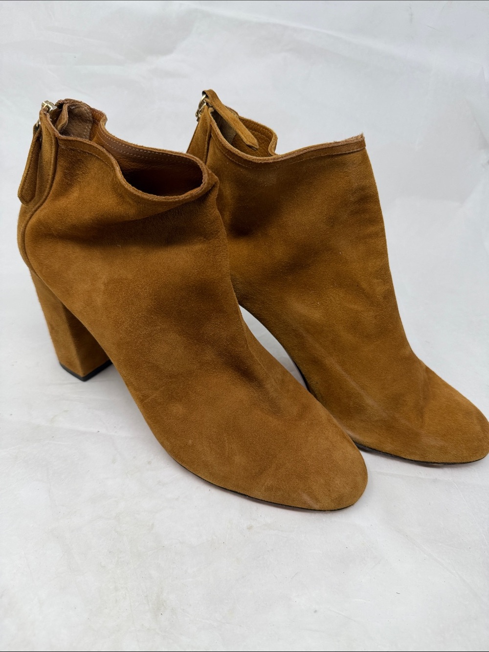 Aquazzura Women's Suede Ankle Booties in Tan size 40